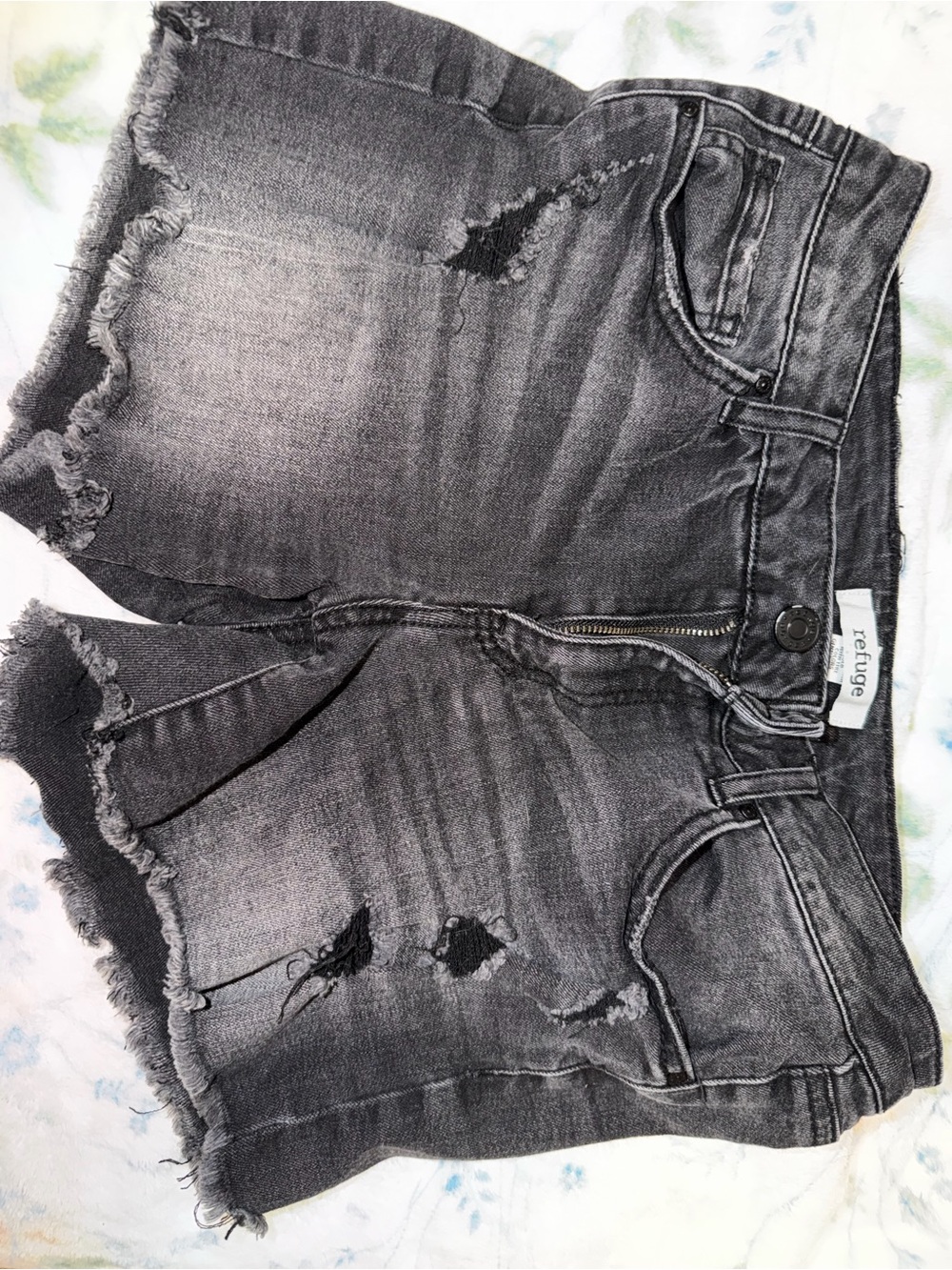 refuge Black Washed Denim Shorts